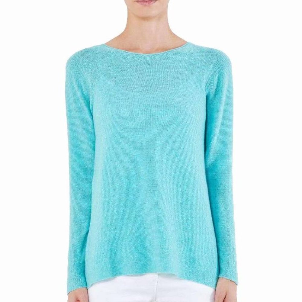 Eileen Fisher Fine Gauge Linen Loose Knit Bateau Pullover